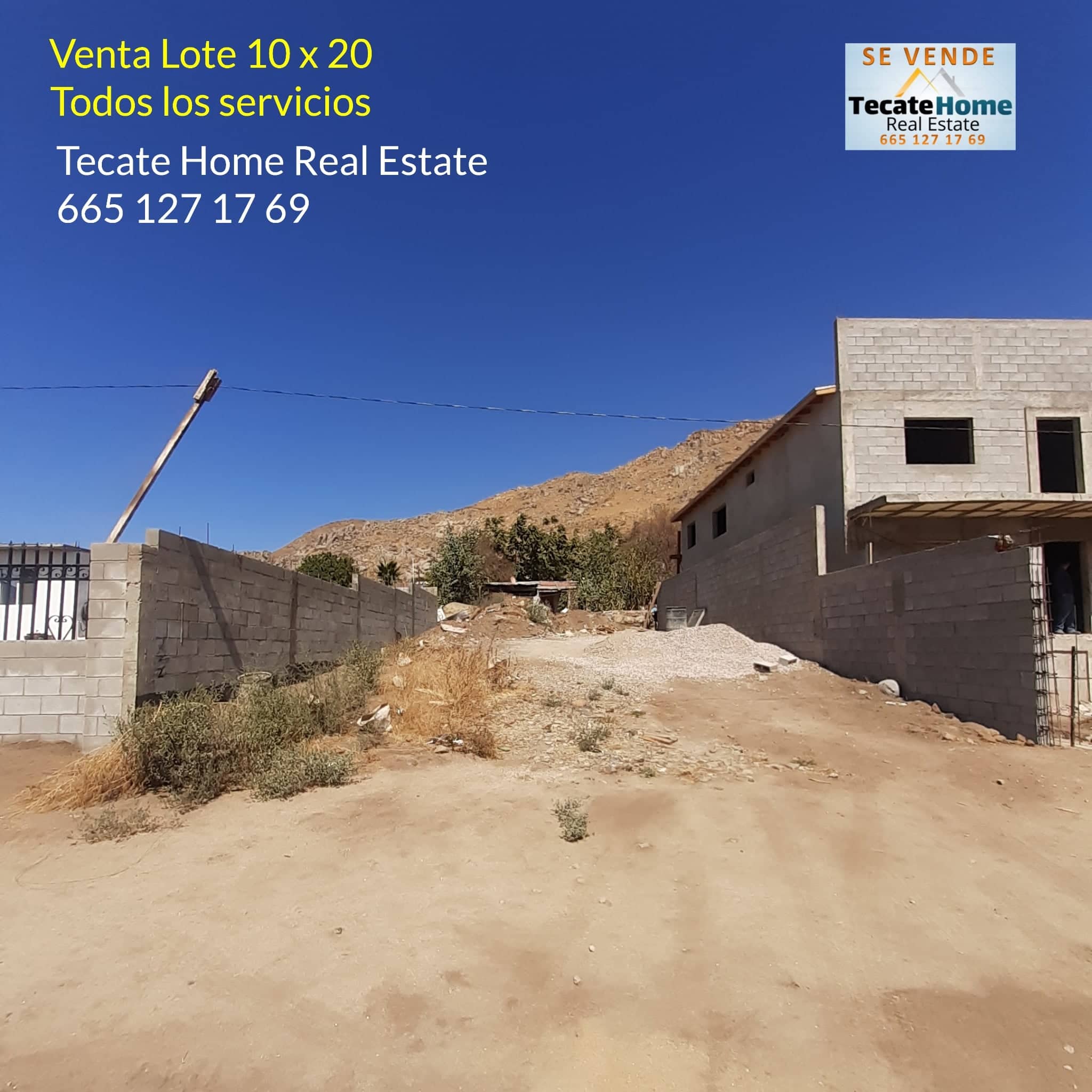 Venta Lote 10 x 20 en Tecate BC